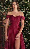 Vestido de Fiesta Largo con Escote Corazón y Detalles Fuera del Hombro - 7493