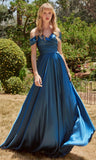 Vestido de Fiesta Largo con Escote Corazón y Detalles Fuera del Hombro - 7493