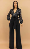 Jumpsuit con Lentejuelas y Manga Larga - JP11259
