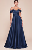 Vestido de Fiesta Largo con Escote Corazón y Detalles Fuera del Hombro - 7493