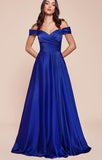 Vestido de Fiesta Largo con Escote Corazón y Detalles Fuera del Hombro - 7493