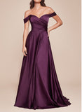 Vestido de Fiesta Largo con Escote Corazón y Detalles Fuera del Hombro - 7493