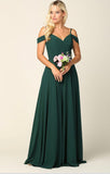 Vestido Largo de Gasa con Hombros Descubiertos y Escote en V - 5183