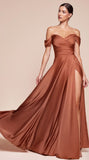 Vestido de Fiesta Largo con Escote Corazón y Detalles Fuera del Hombro - 7493