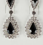 Pendientes de Gota Negra con Doble Orla de Cristal