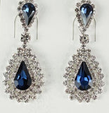 Pendientes de Gota Azul Marino con Doble Orla de Cristal